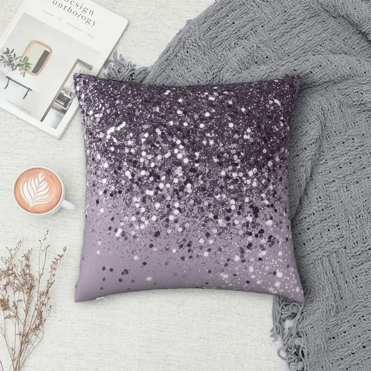 Sparkling Lavender Lady Glitter Pillowcase Polyester Pillows Cover Cushion Comfort Throw Pillow Sofa Decorative Cushions Used